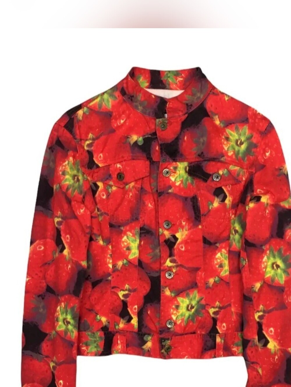 NWT Strawberry DOLCE & GABBANA Jean Jacket 4, 40, S Iconic D&G Print Red Denim